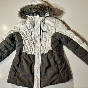 ZeroXposur Gray Quilted girl Winter Coat with Faux Fur Hood